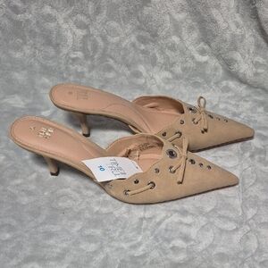 Time and Tru Women's Mules with Stud Accents Tan